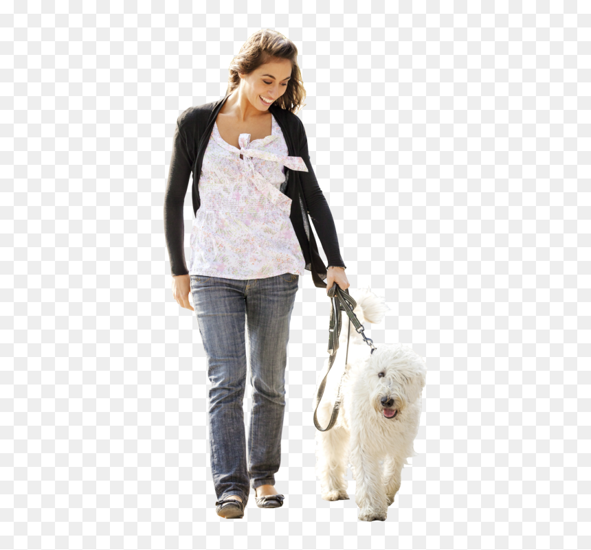 Girl With Dog Png, Transparent Png - walking dog png