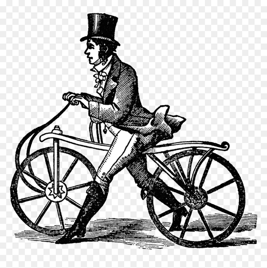 Vintage Very Old Bicycle Clip Arts - Dandy Horse, HD Png Download - bike tire png