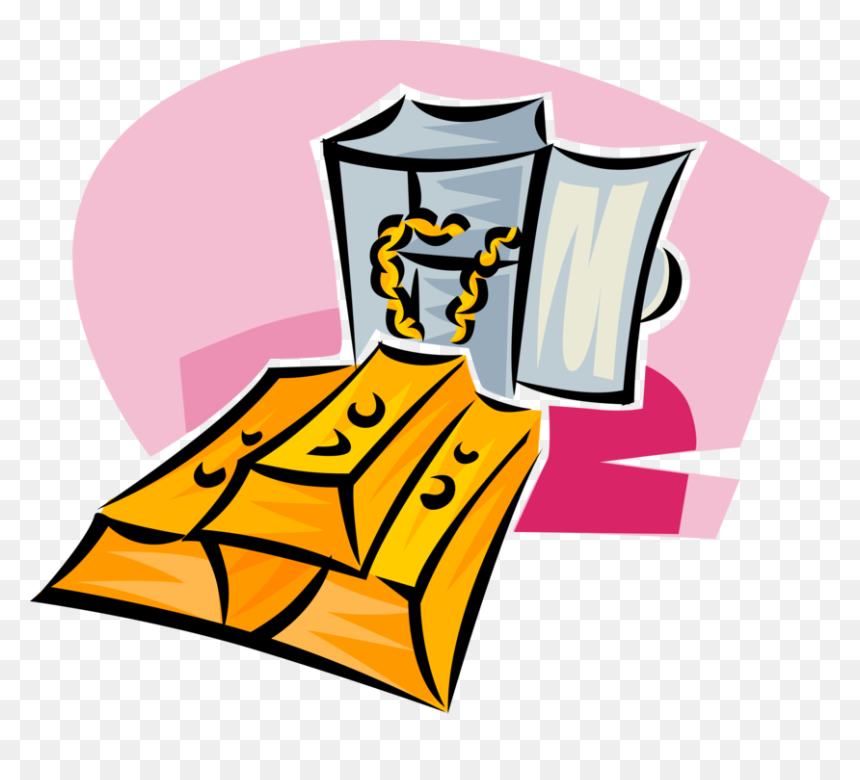 Vector Illustration Of Gold Precious Metal Bullion, HD Png Download - bank vault png