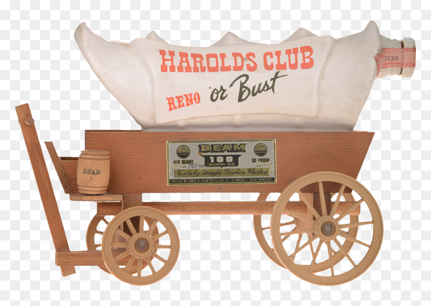Jim Beam Bourbon Harolds Club Reno Or Bust Covered - Cart, HD Png Download - covered wagon png