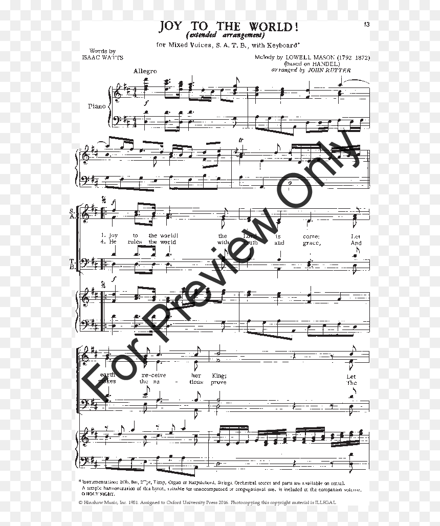 Sheet Music, HD Png Download - joy to the world png