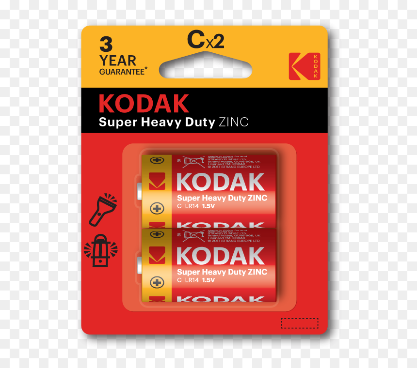 Kodak C Extra Heavy Duty Batteries Pack Of 2"
 Title="kodak - Kodak Super Heavy Duty Zinc, HD Png Download - kodak png