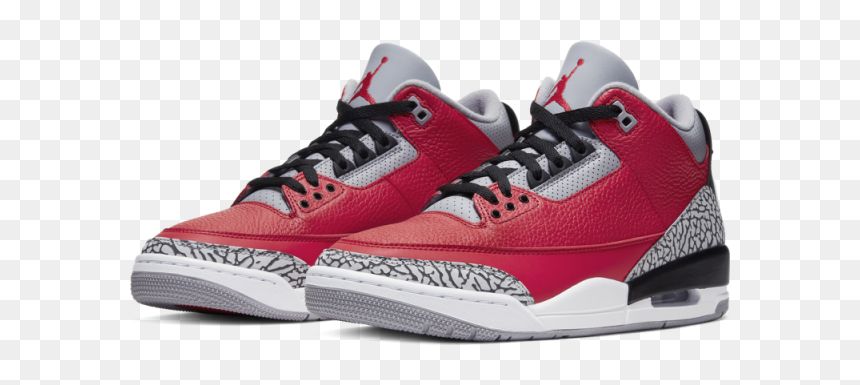Red Jordan 3, HD Png Download - jordan shoe png