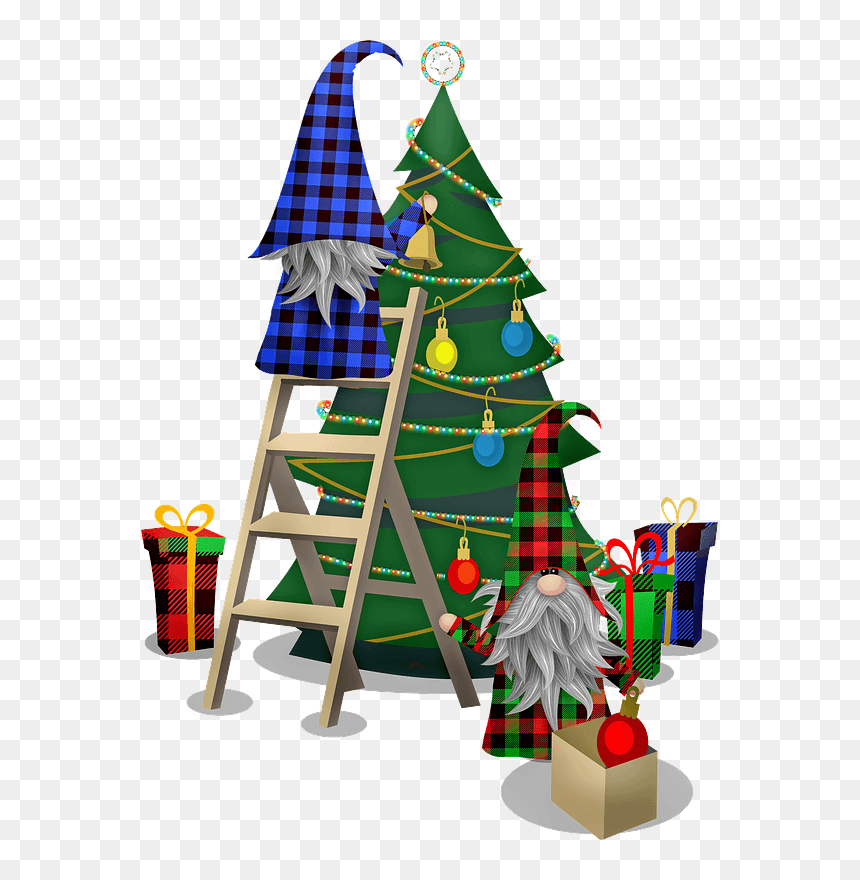 Gnomes Preparing Christmas Tree Clipart - Christmas Day, HD Png Download - christmas tree transparent png