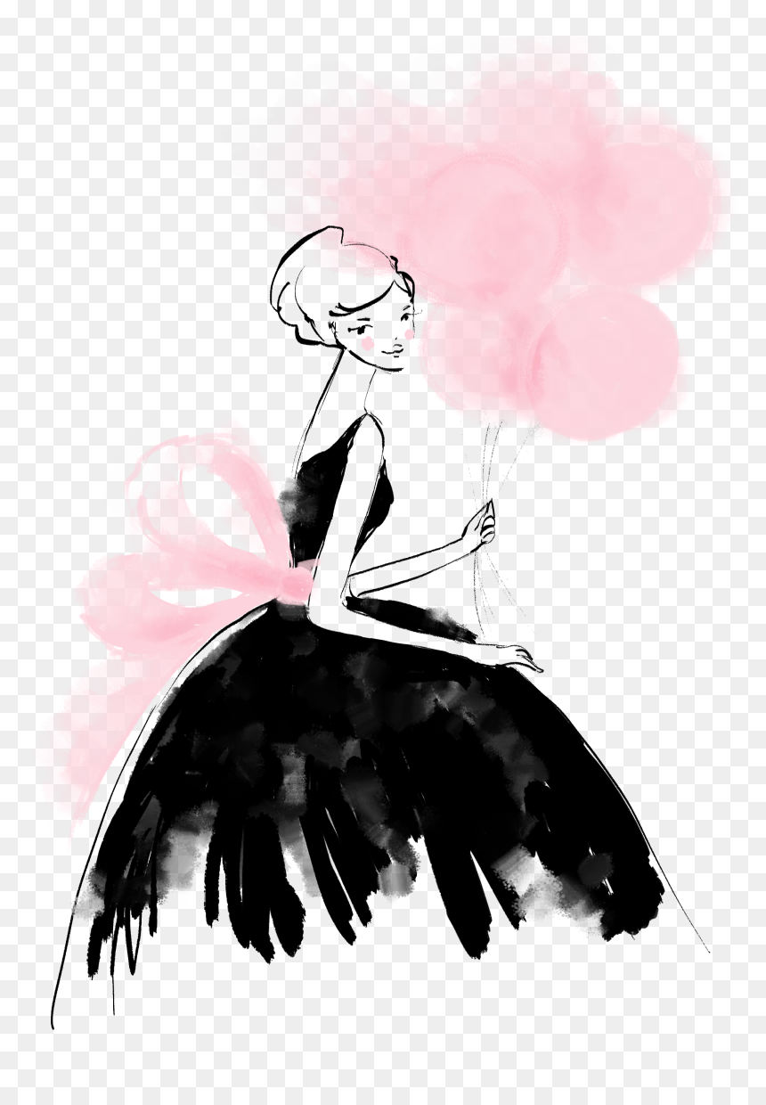 Girl With Balloons Audrey Hepburn Style Illustration - Nowoczesne Kobiety Lelum Pl, HD Png Download - audrey hepburn png