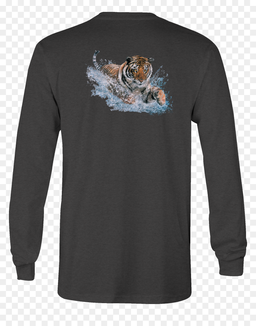 Motorcycle Long Sleeve Tshirt Splash Tiger Jumping - T-shirt, HD Png Download - jumping tiger png