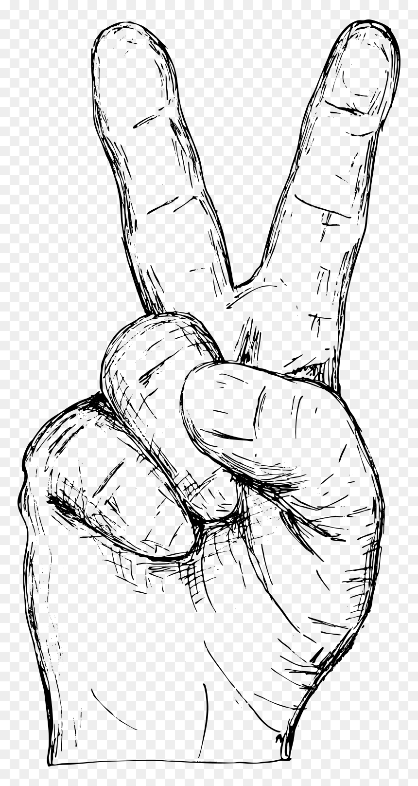 Hand Drawn Hand Gestures Vector 7 1 - Line Art, HD Png Download - bloody hands png