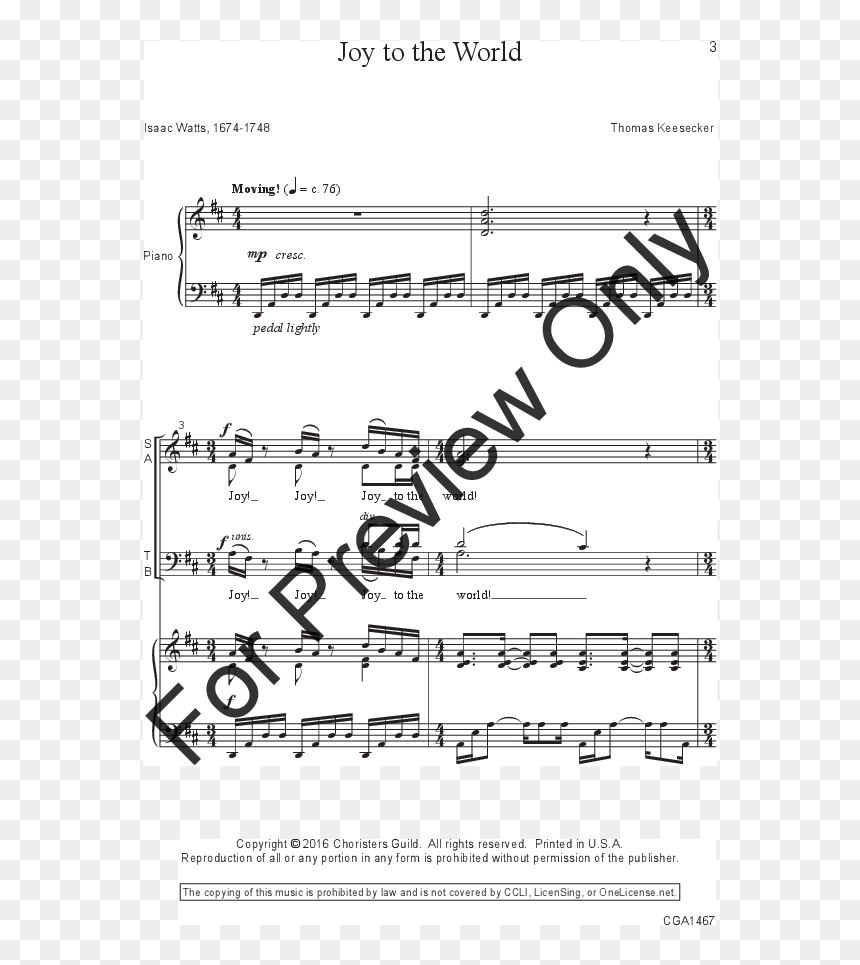O Sacrament Most Holy Score, HD Png Download - joy to the world png