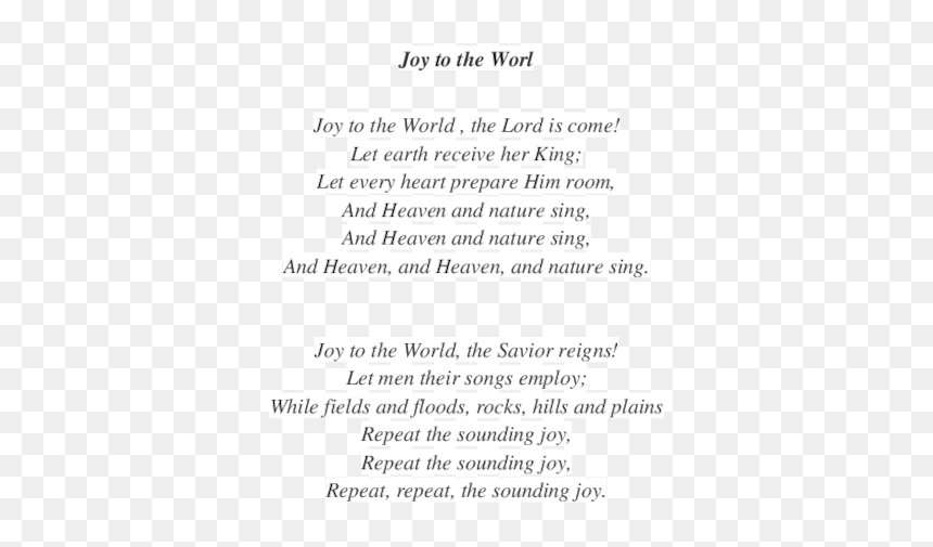 Document, HD Png Download - joy to the world png