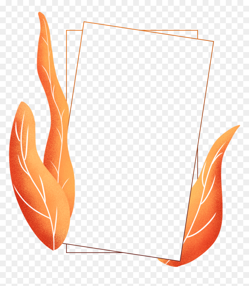 Hand Painted Plants Coral Orange Border Color Png And - Illustration, Transparent Png - paint border png