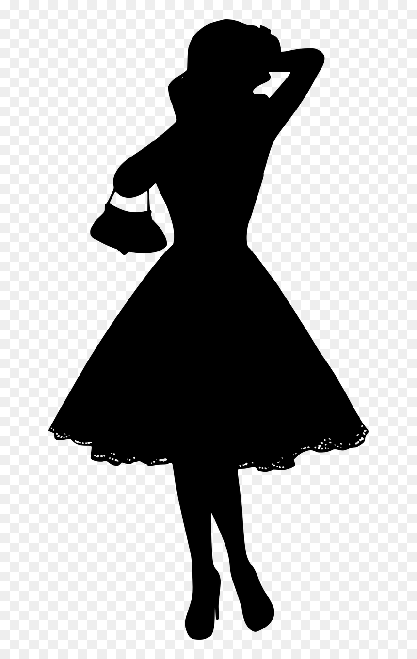 Lady Dress Silhouette, HD Png Download - woman in dress silhouette png