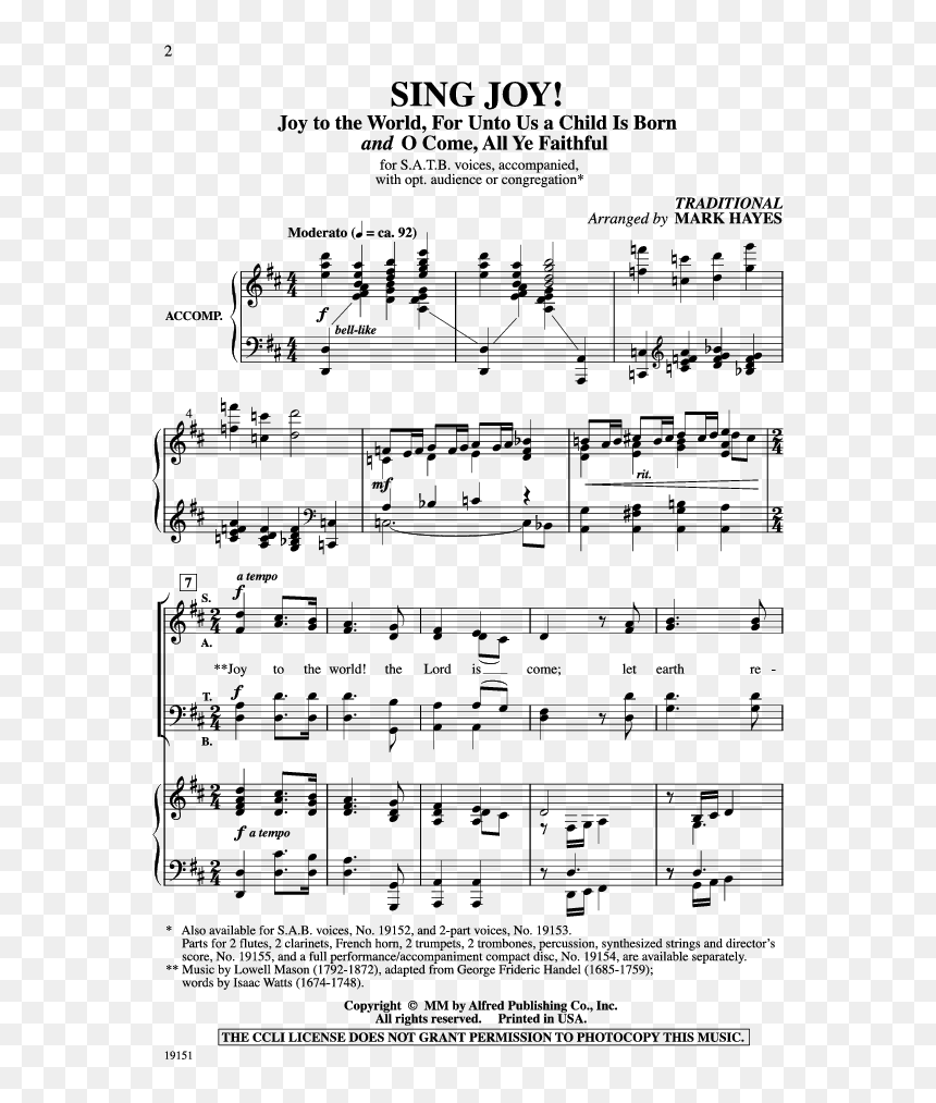 Sheet Music, HD Png Download - joy to the world png