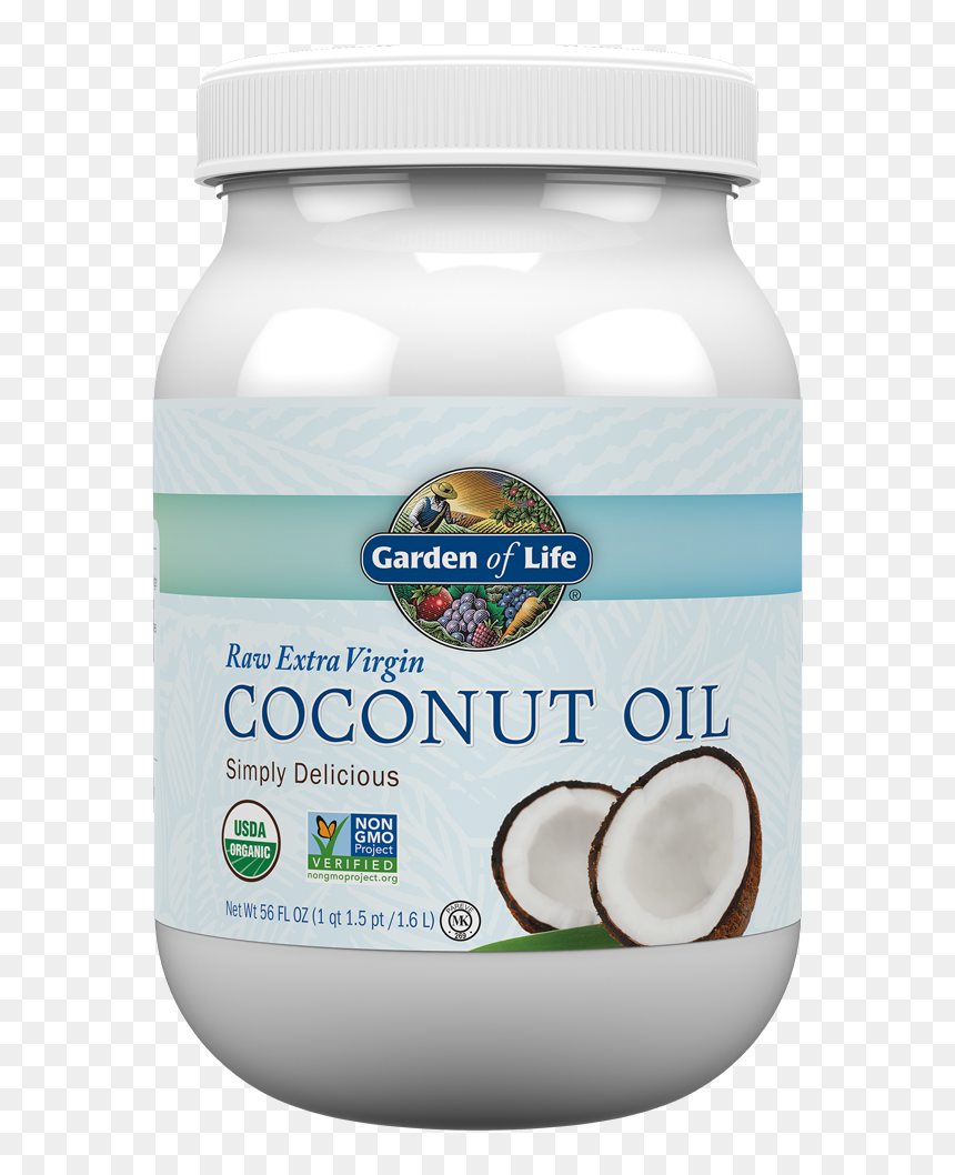 Raw Extra Virgin Coconut Oil Plastic Jar - Garden Of Life Extra Virgin Coconut Oil, HD Png Download - coconut oil png