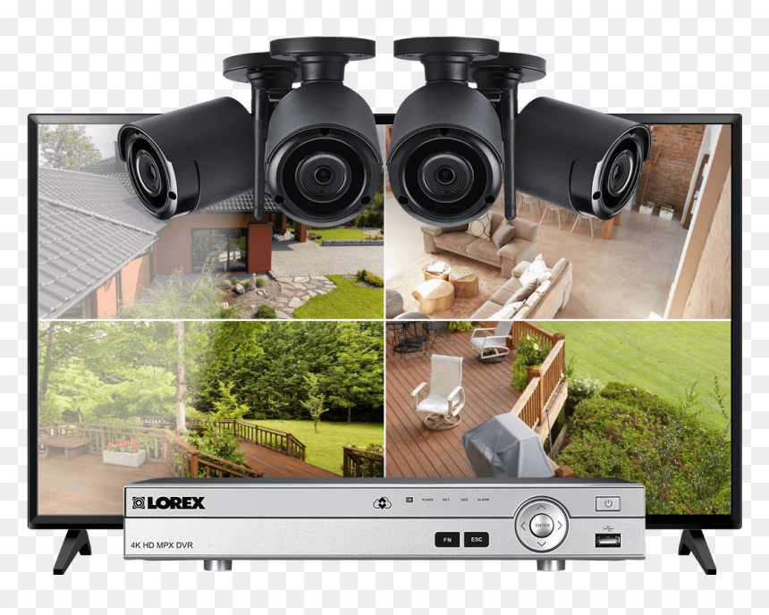 8-channel System With 4 Wireless Security Cameras And - 8 Channel System With 4 Wireless Security Cameras, HD Png Download - security cameras png