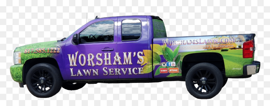 Worsham"s Lawn Service Truck With Branded Graphics - Ford F-series, HD Png Download - lawn care png