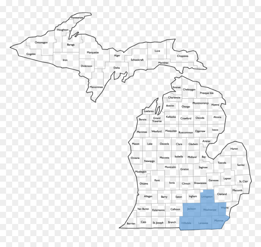 O And W Map - Lenawee And Monroe Counties, HD Png Download - western border png