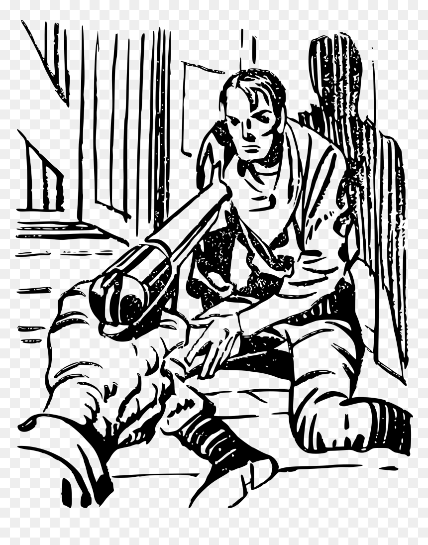 Western-scene By Jack Kirby - Outlaw Cowboy Drawing, HD Png Download - kirby.png