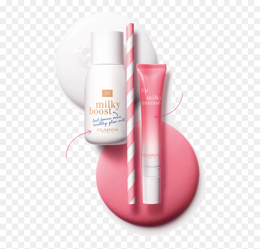 Presentation Of The Products And Their Textures - New Milky Boost Clarins, HD Png Download - hair textures png