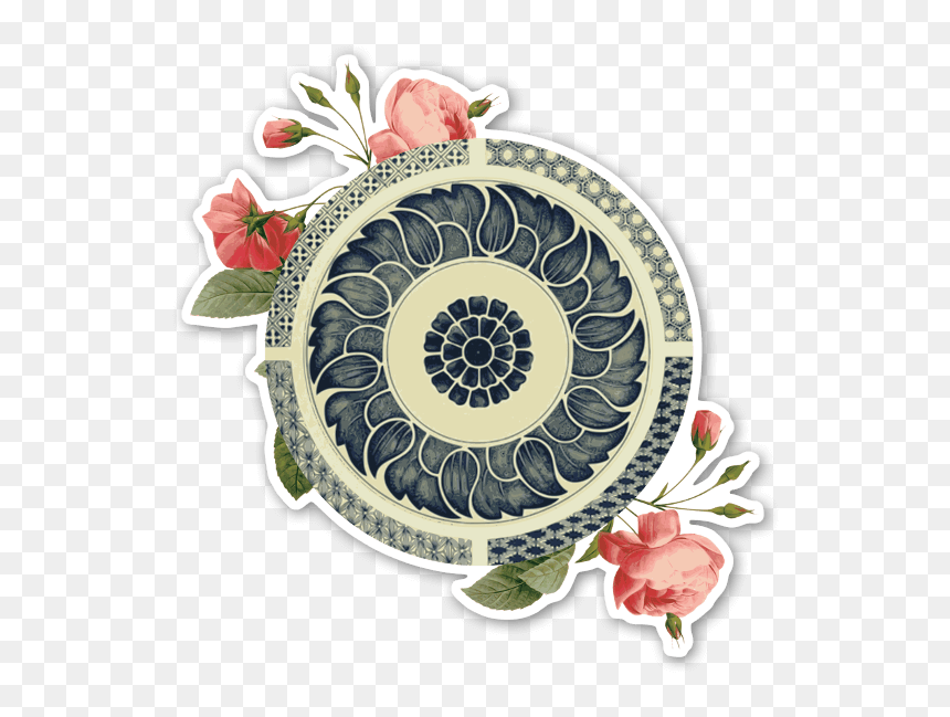 Round Marble Flower Sticker - Transparent Chinese Ornament Png, Png Download - round floral png