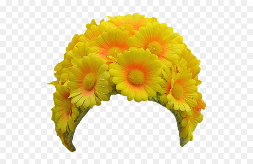 #daisy #marigold #head #crown #hair #band #bloom #flower - Sunflower, HD Png Download - flower hair band png
