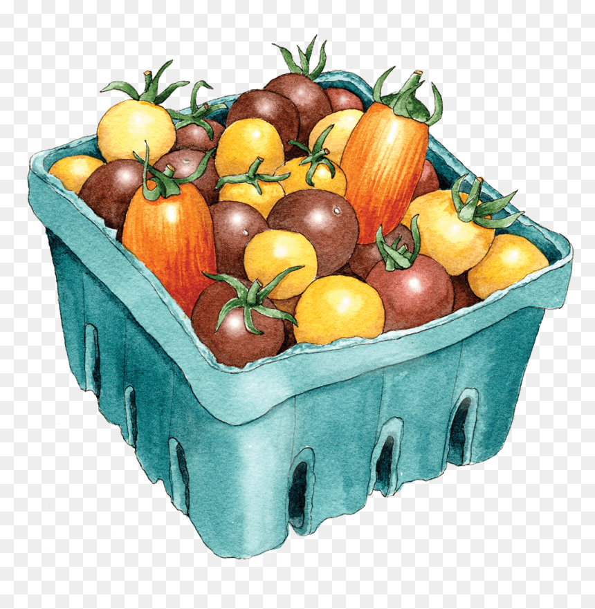 Cherry Tomato Basket - Vegetable, HD Png Download - fruits and vegetables basket png