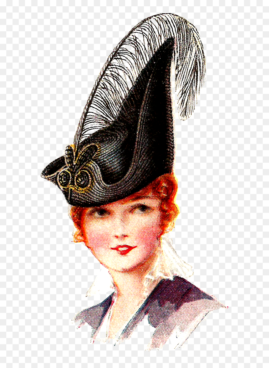 Women Hat Png - Womens Vintage Hat Drawing, Transparent Png - women hat png