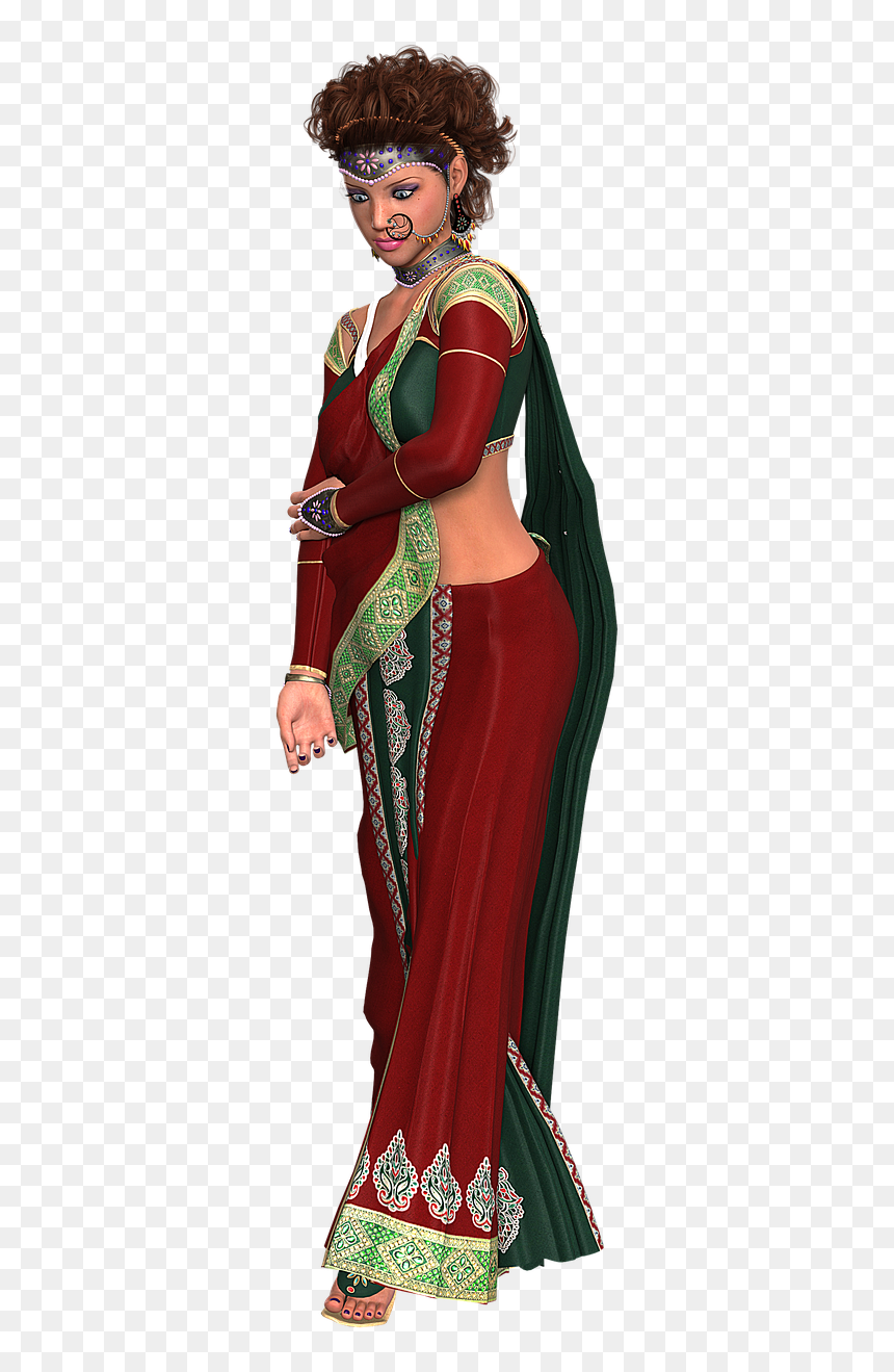 3d Indian Model Poses, HD Png Download - saree png vector