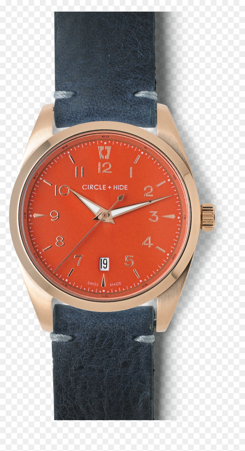 Rose Gold Watch Flame Dial Navy Leather Band - Analog Watch, HD Png Download - watch dial png