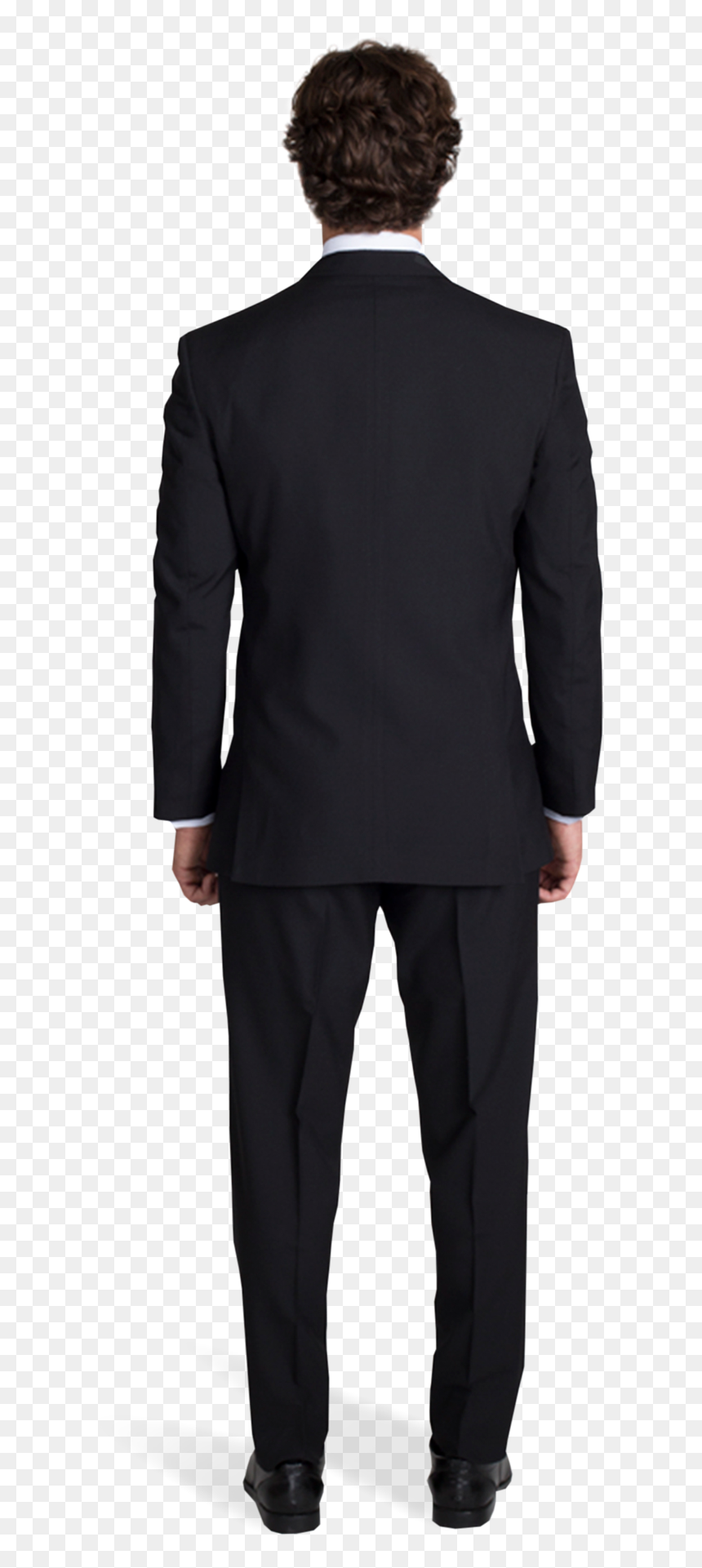 Black Notch Lapel Suit With Silver Tie - Suit And Tie From Back, HD Png Download - men in suit png