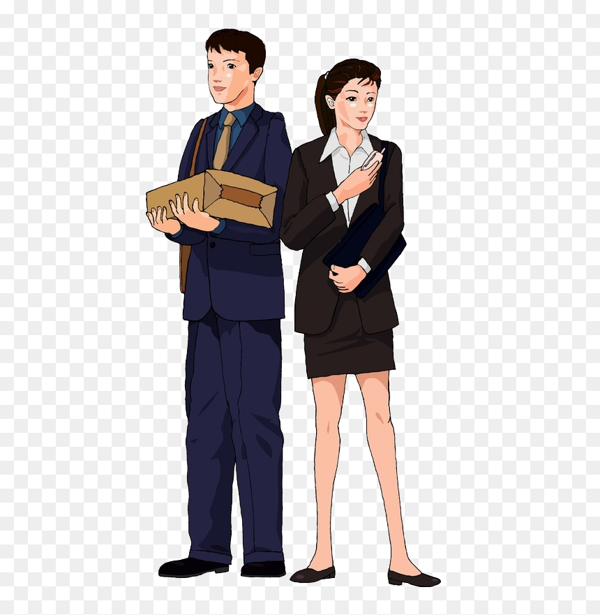 Clip Art Cartoon Wear Men And Women - Woman In Suit Cartoon Png, Transparent Png - men in suit png