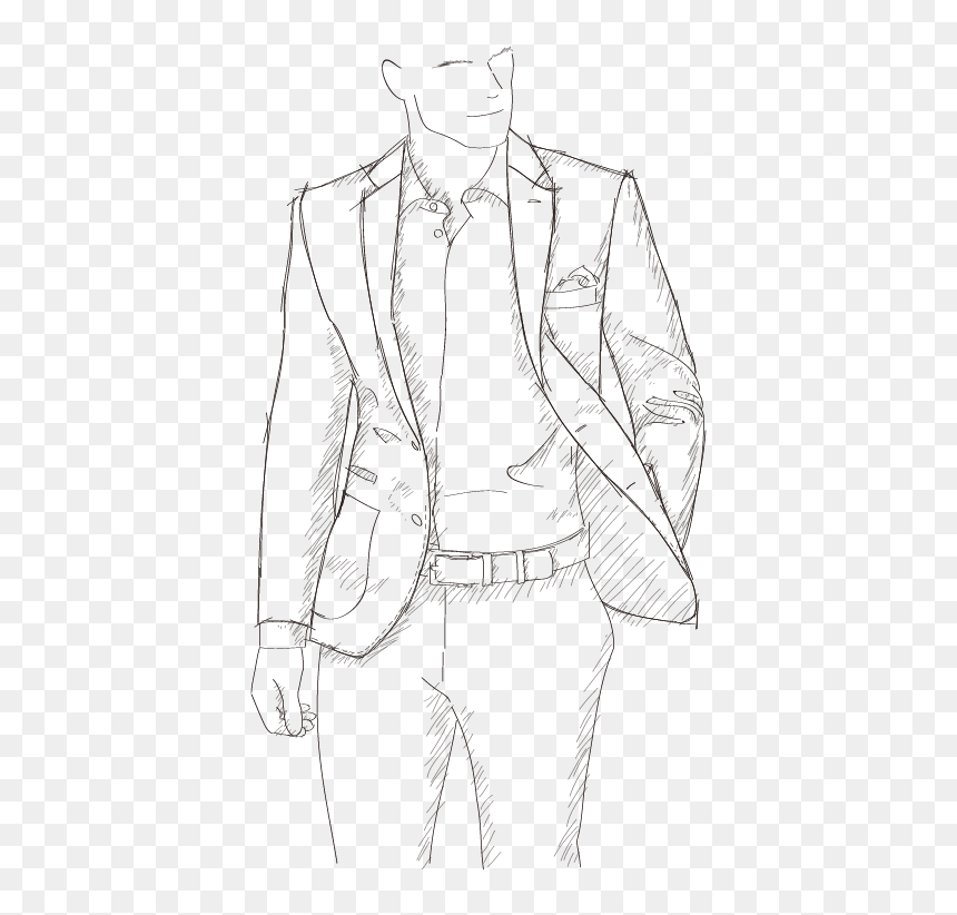 Suit Drawing, HD Png Download - men suit png