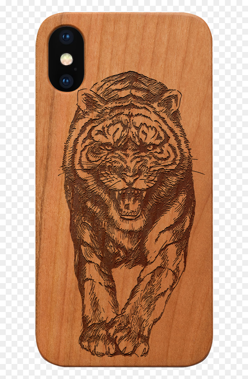 Wood Case - Mobile Phone Case, HD Png Download - angry tiger png