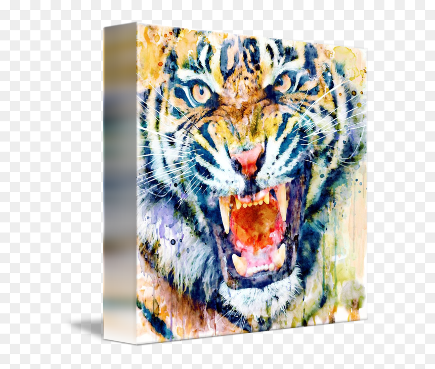 Watercolor Painting, HD Png Download - angry tiger png