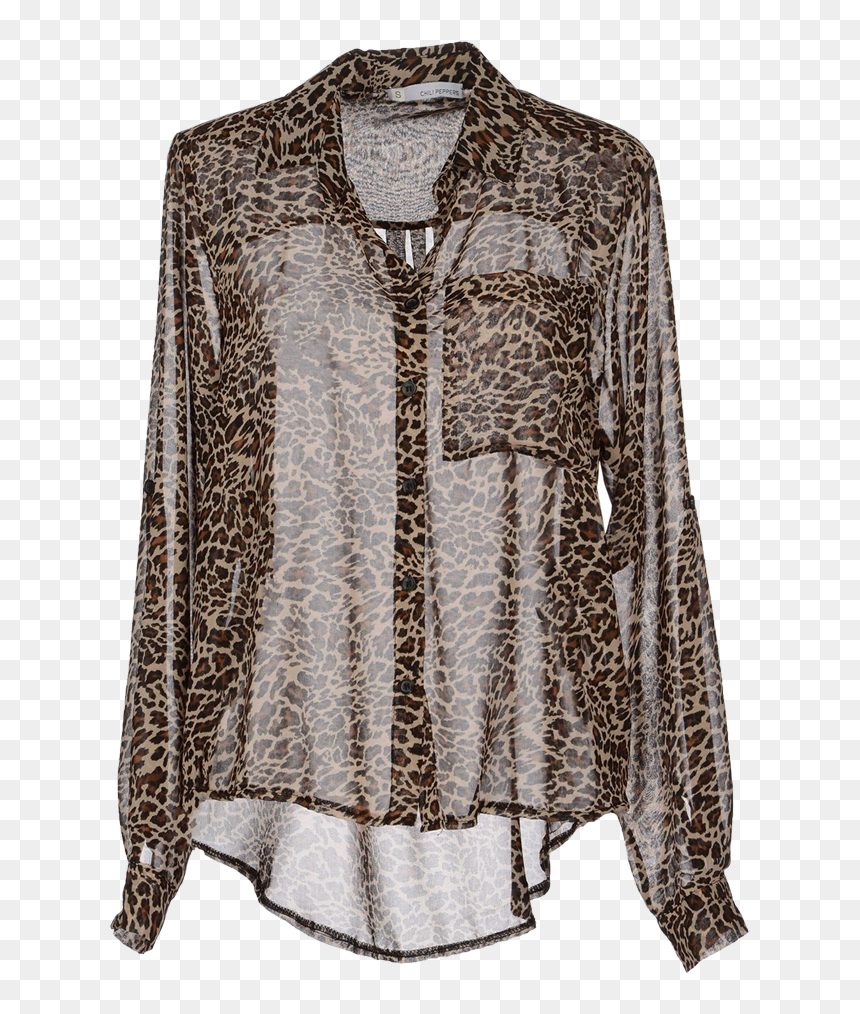 Chilli Peppers Animal Print Sheer See Through Shirt - Cheetah Print Shirt Transparent, HD Png Download - shirt png image