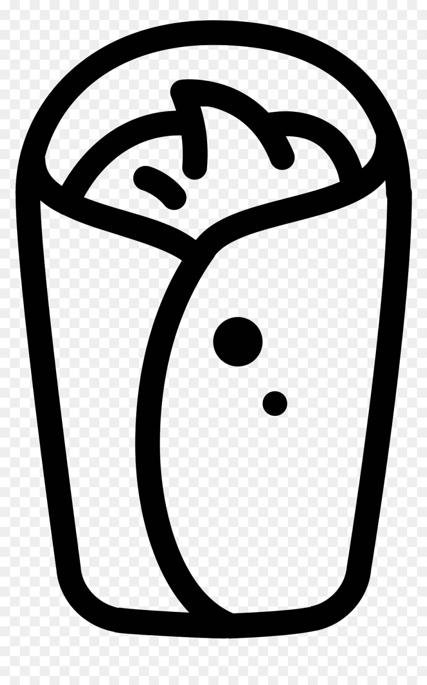 There Is An Oblong Food Object Made Up Of A Tortilla - Food Wrap Clipart Black And White Png, Transparent Png - black and white food icon png