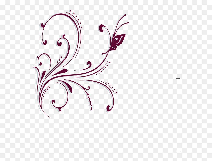 Purple Scroll Clipart - Vector Pink Butterfly Png, Transparent Png - blue flower vector png