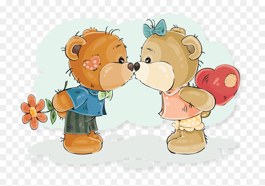 Couples T-shirts For Valentine"s Day - Kissing Teddy Bear Cartoon, HD Png Download - together forever png