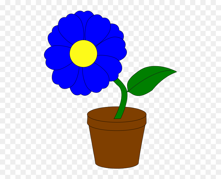 Cartoon Flower In A Pot, HD Png Download - blue flower vector png