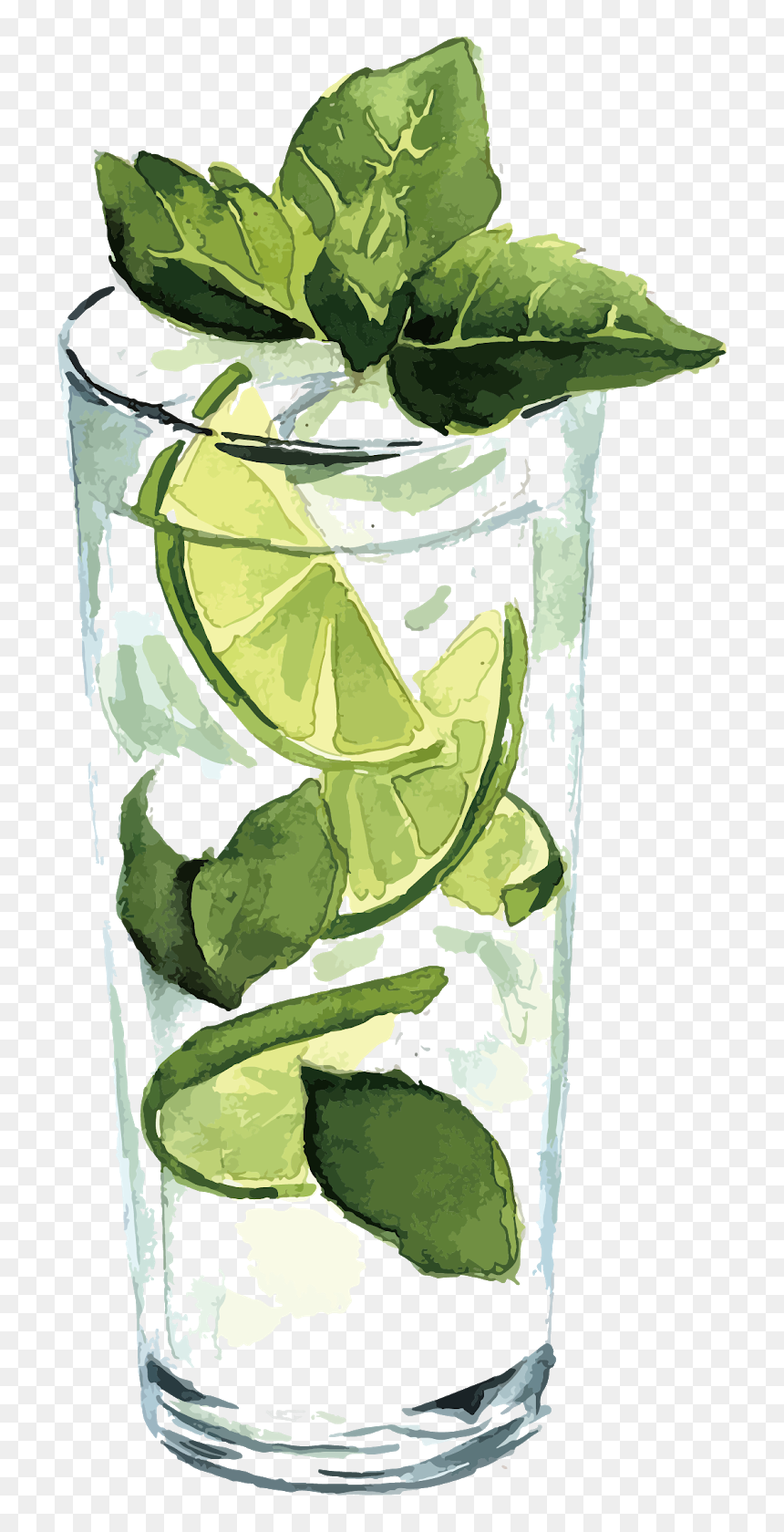Transparent Green Juice Png - Watercolor Lime Drink, Png Download - lemon vector png