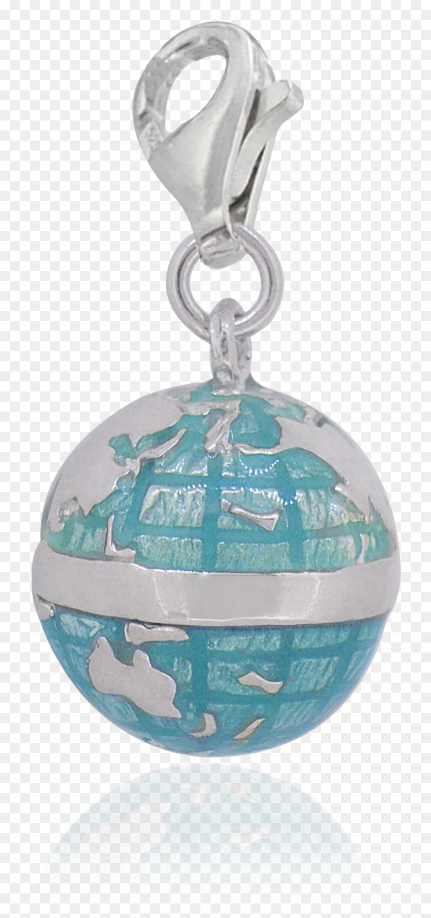 World Globe 3d Clip On Charm In Sterling Silver - Locket, HD Png Download - 3d world globe png
