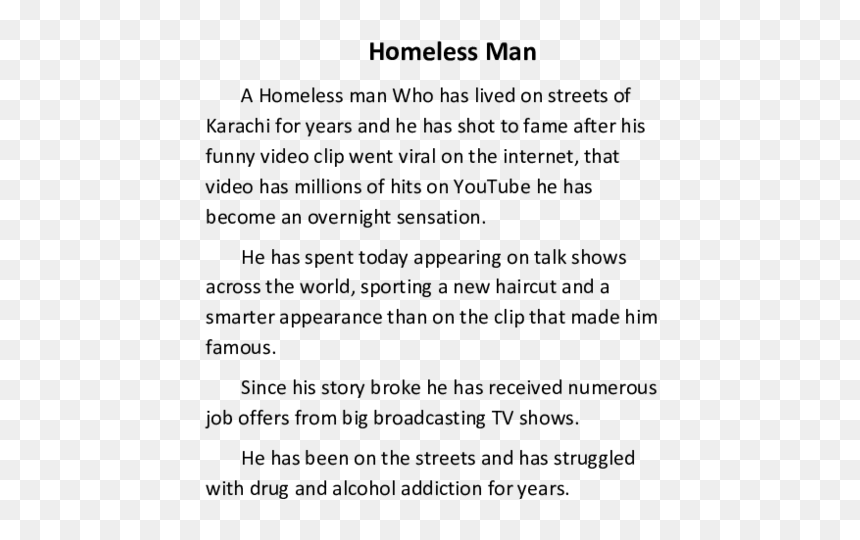 Document, HD Png Download - homeless man png