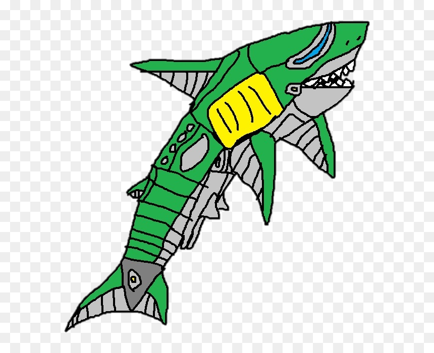 Green Shark Zord - Cartoon, HD Png Download - left shark png