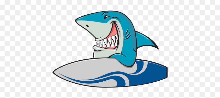 Smiling Shark Sea Sports Surfer Left - Animado Tiburon Dibujo, HD Png Download - left shark png