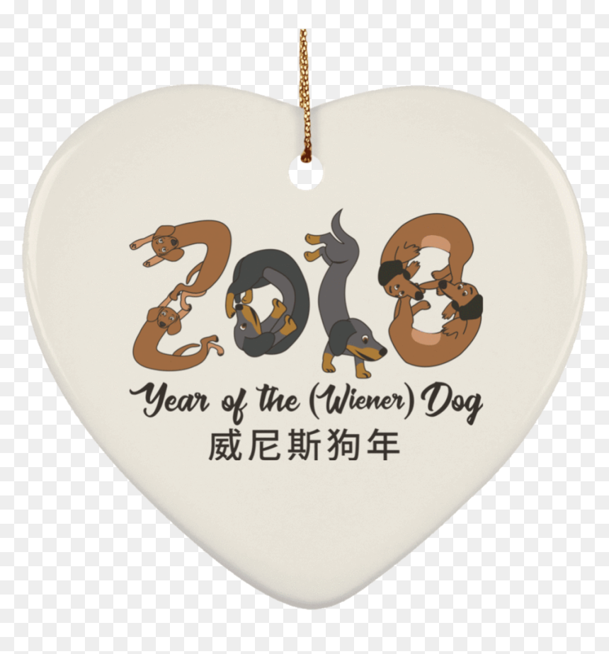 2018 Year Of The Wiener Dog Ceramic Heart Ornament - Jo Hyun Jae 2011, HD Png Download - weiner dog png