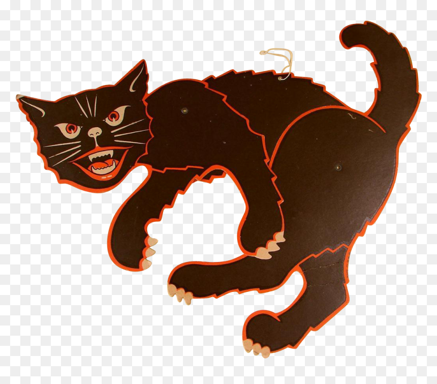 Clipart Paper Jointed Black Cat Cutout Black And White - Domestic Short-haired Cat, HD Png Download - cut out png