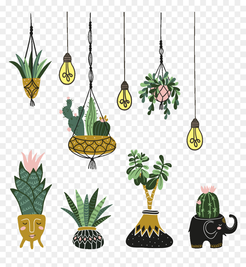Dessin Pot Plantes Suspendues, HD Png Download - marco de flores png