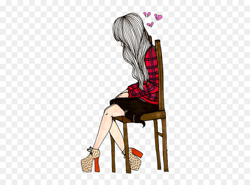 Sketches Of Girl Sitting Alone, HD Png Download - cara triste png