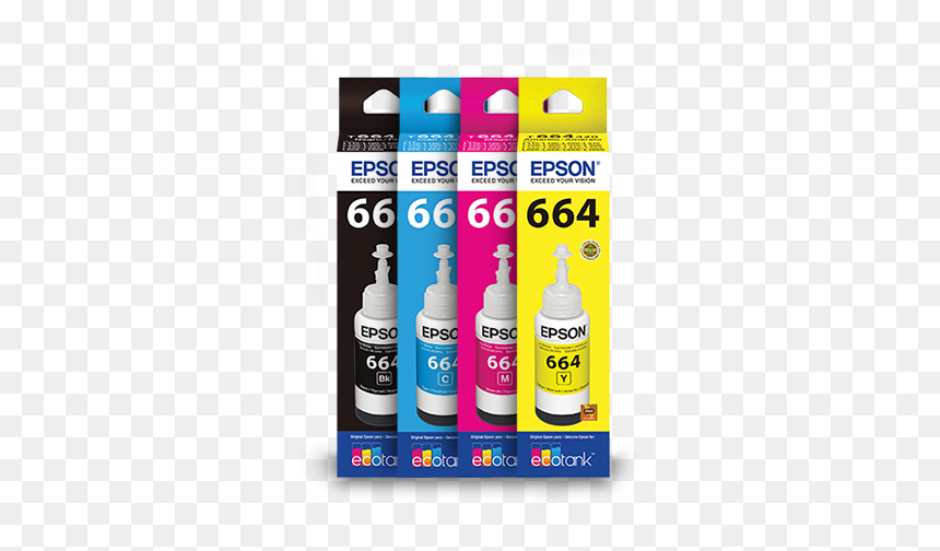 Kit Refil De Tinta Epson T664 04 Cores Original - Tintas Epson 664 Png, Transparent Png - tinta png