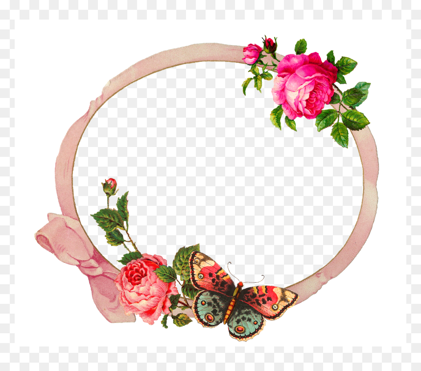 Garden Roses, HD Png Download - butterfly border png