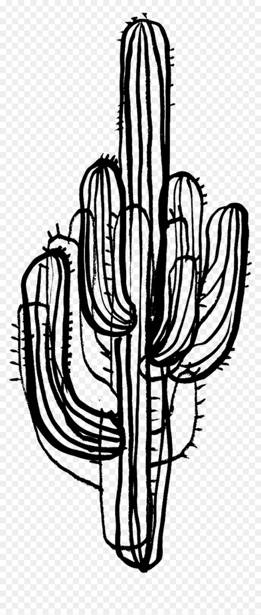 Cactus Black And White, HD Png Download - saguaro png
